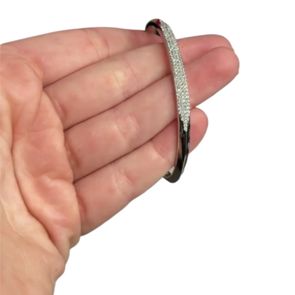 Kate Spade Silver Tone Raise The‎ Bar Cubic Zirconia Pavé Cuff Bracelet NWOT